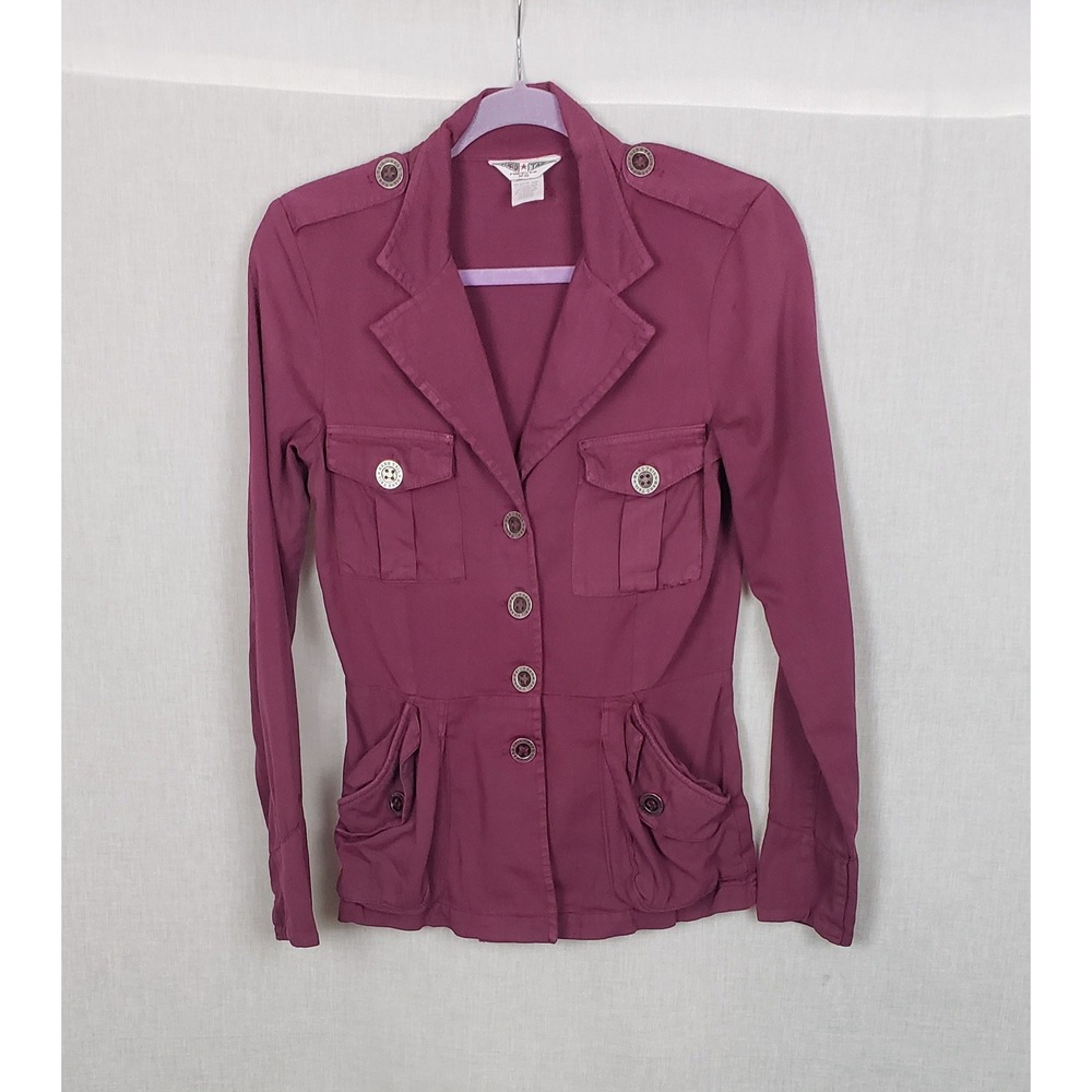 Hard Tail Forever Womens XS Plum Purple Cotton Utility Military Jacket USA Y2K